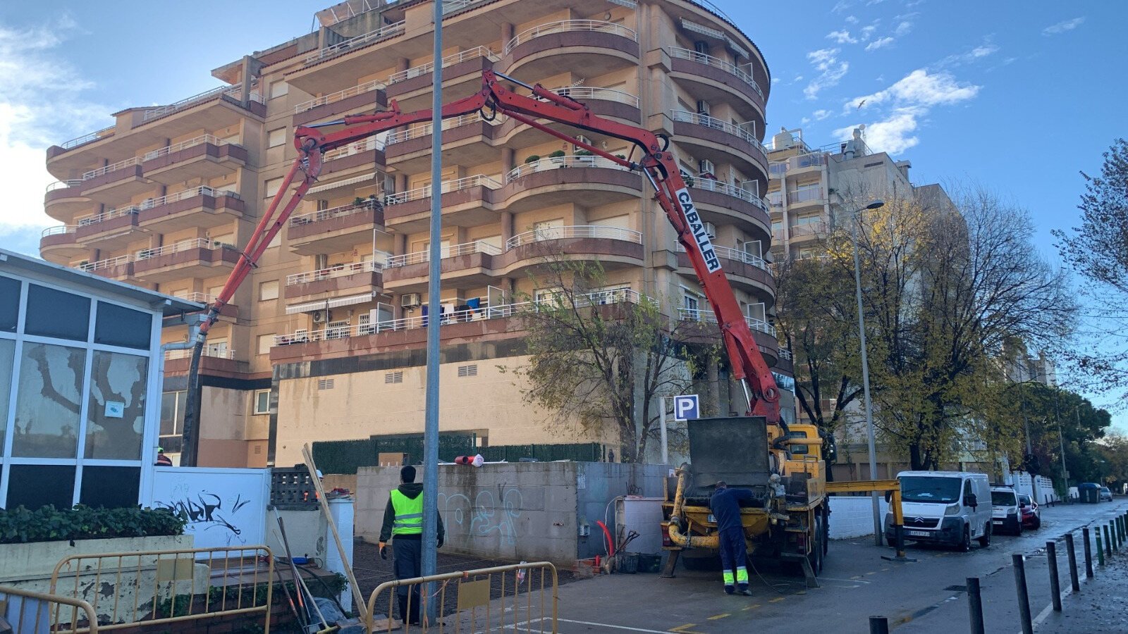 Bomba de hormigón en obra